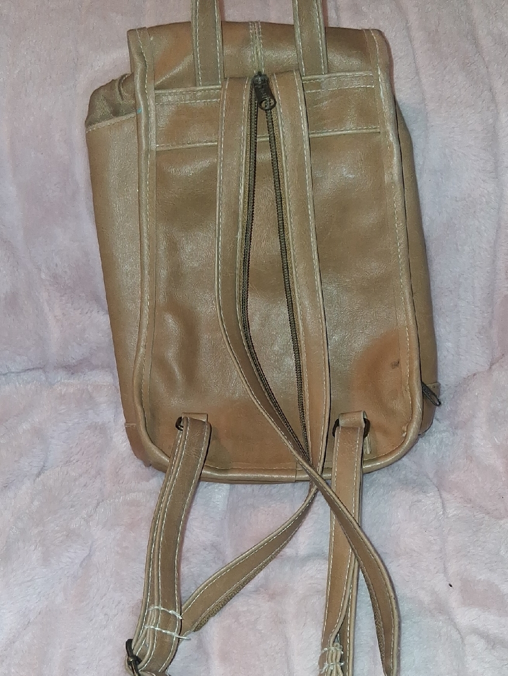 Mudd Light Tan Faux Leather Drawstring Mini Backpack - Picture 5 of 10